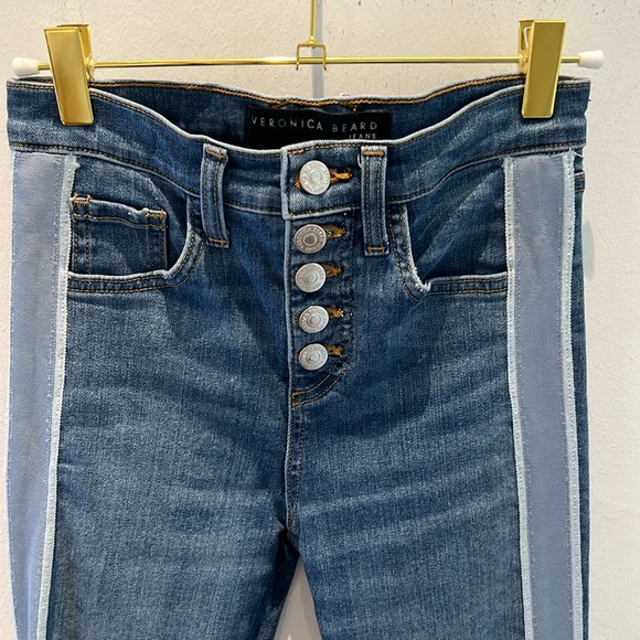Veronica Beard Carolyn Boot Button Fly Ribbon Jeans - Picture 2 of 9